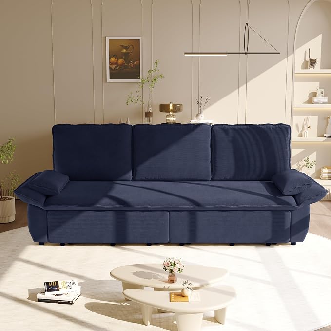 KEIKI 94.5'' King Size Pull Out Sleeper Sofa, 3-in-1 Convertible Futon Couch - Image 3