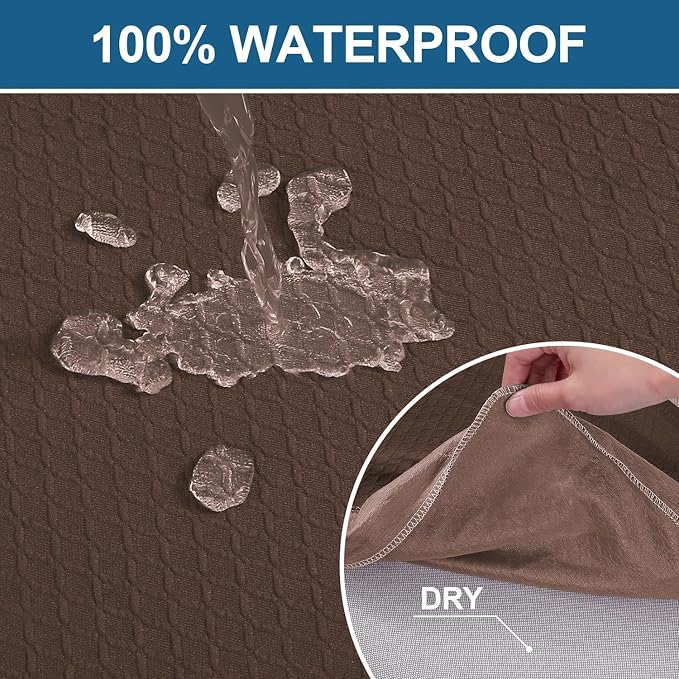Smiry Waterproof Seat Covers for Dining Room Chairs Set of 8, Stretch Jacquard - Image 3
