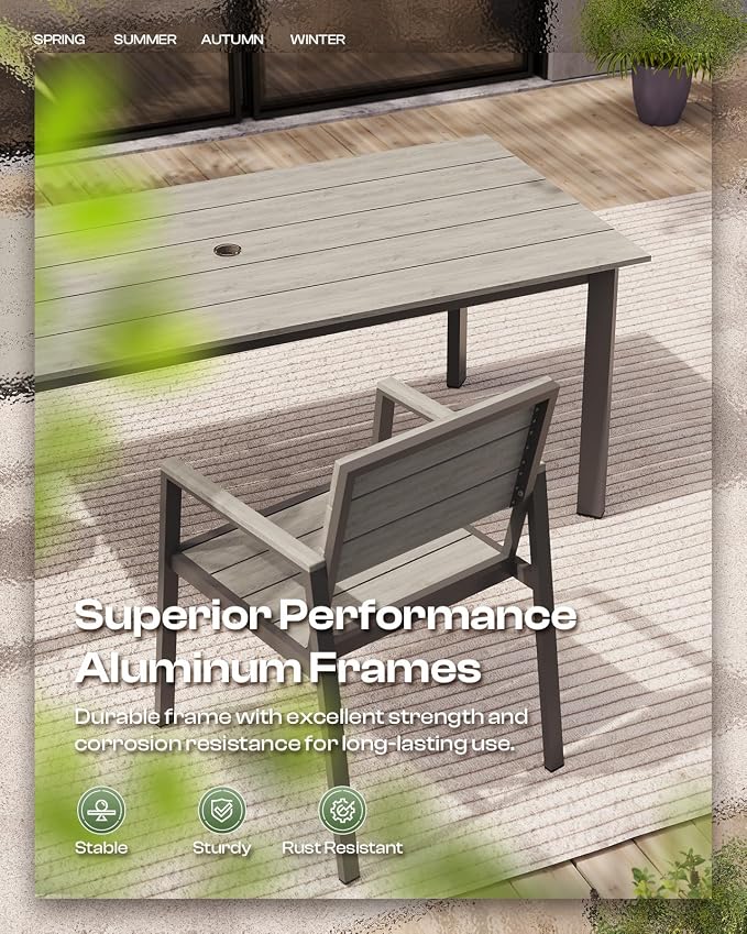Outdoor Patio Dining Chairs Set of 2, 350LBS Capacity Aluminum Patio Dining - Image 5