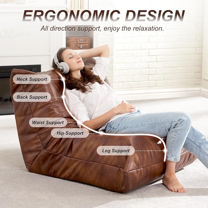 Hobestluk Giant Bean Bag Chair Lazy Floor Sofa, Memory Foam Fireside Sofa - Image 4