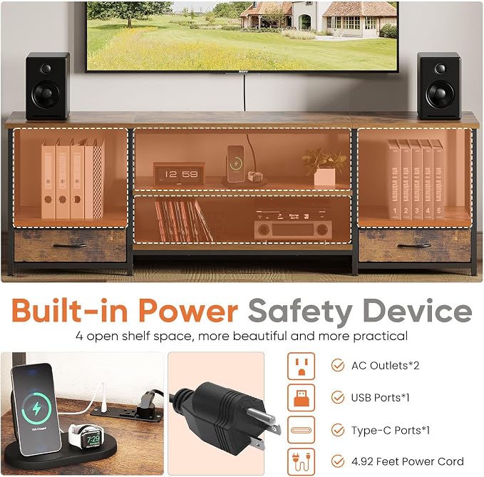 DUMOS 63 inch TV Stand, Entertainment Center - Image 6