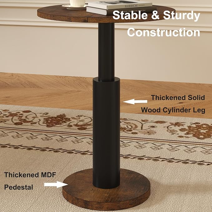 LAATOOREE Round Side Table, Accent Drink Coffee Table, Spacious Top, Thick - Image 6