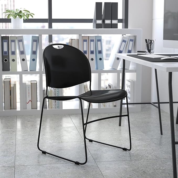 Flash Furniture HERCULES Series 880 lb. Capacity Black Ultra-Compact Stack Chair - Image 2
