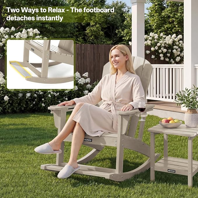 Outdoor Oversized Adirondack Rocking Chairs, All Weather HDPE Patio Rocking - Image 6