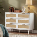 FUQARHY 6 Drawer Dresser Rattan Dresser Modern Chest by FUQARHY