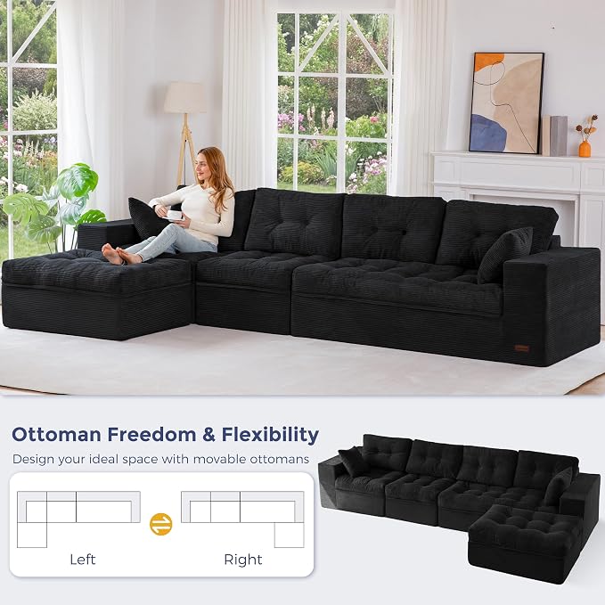 MAXYOYO 132" L Shaped Modular Sectional Sofa - Image 5