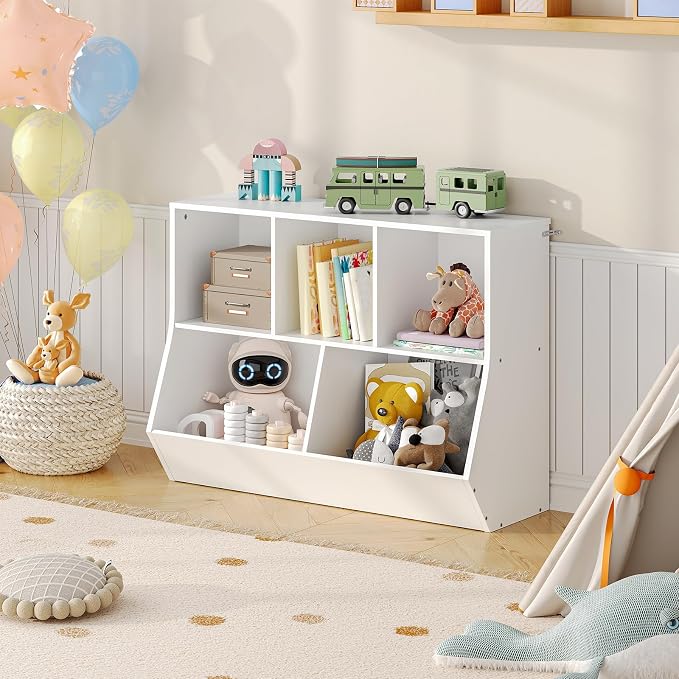 HOOBRO Kids Bookshelf, Bookcase Footboard, Toy Storage Cubby, Children's Toy - Image 2