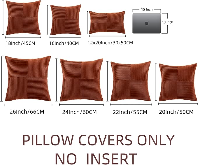 Fancy Homi 2 Packs Rust Decorative Throw Pillow Covers 16x16 Inch - Image 9