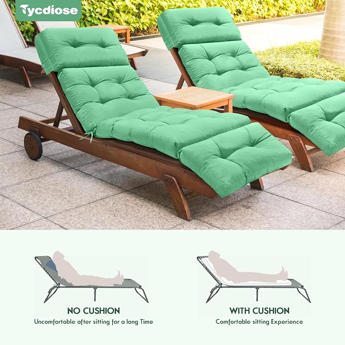 Outdoor Chaise Lounge Chair Cushion Waterproof 74.4 x 22 x 4.7 Inches Memory - Image 6