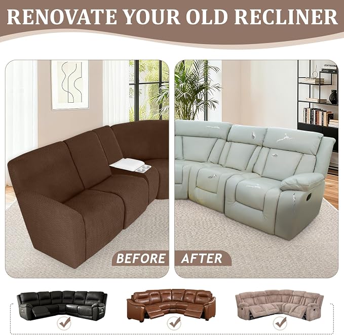 ALIECOM 100% Waterproof Recliner Sectional Couch Covers L Shape Stretch Corner - Image 7