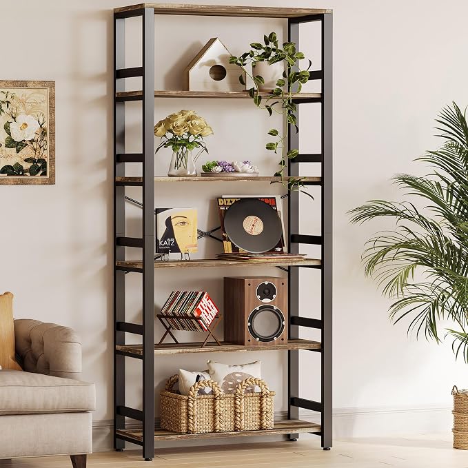 IRONCK Bookshelf, 31.5in Wide Shelf 6 Tier Bookcase, 110lbs/shelf Vintage by IRONCK