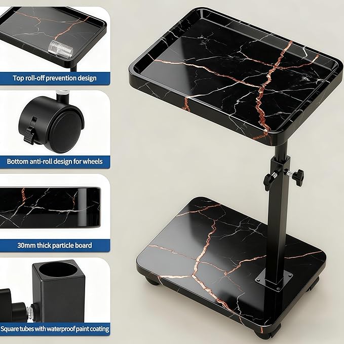 C Table End Table Adjustable Height, 360°Swivel TV Tray Table - Image 6