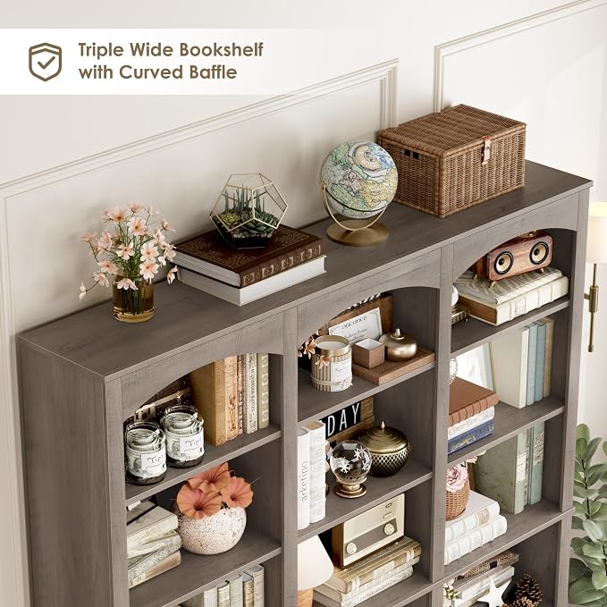 FACBOTALL 71" Triple Wide Bookshelf, 6 Tier Tall Bookshelf, Large Bookcase - Image 6