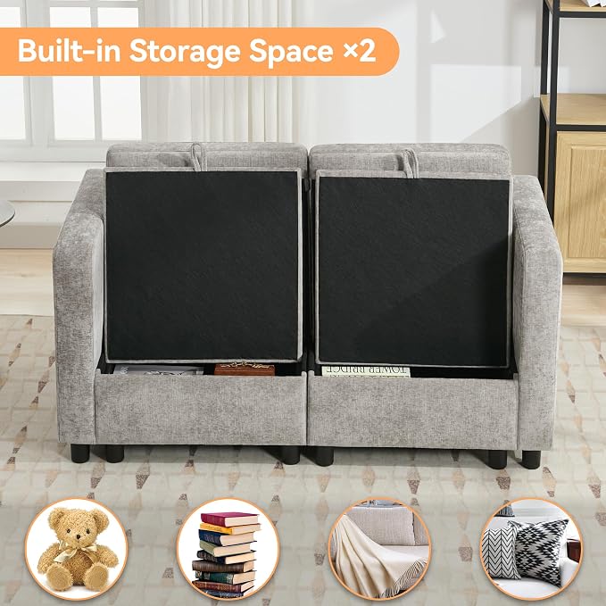 WUTUTUEE 58”Modular Sectional Loveseat Sofa, Modern Love Seat 2 Seater Sofa - Image 5