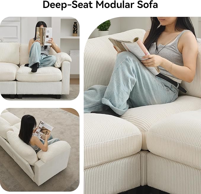 87'' V-Shaped Sectional Sofa Couch, 5-Seater Modular Couches - Image 6