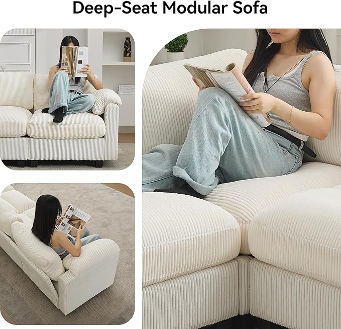 61'' Modular Loveseat Sofa, Extra Deep Seat Cloud Couch - Image 4