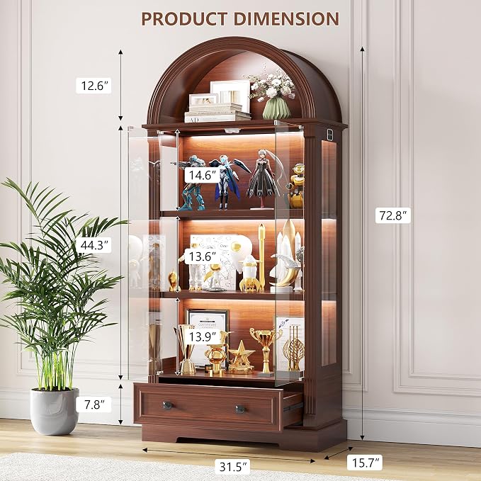 Dystler Curio Cabinet with Glass Doors, 4-Tier Display Case - Image 2