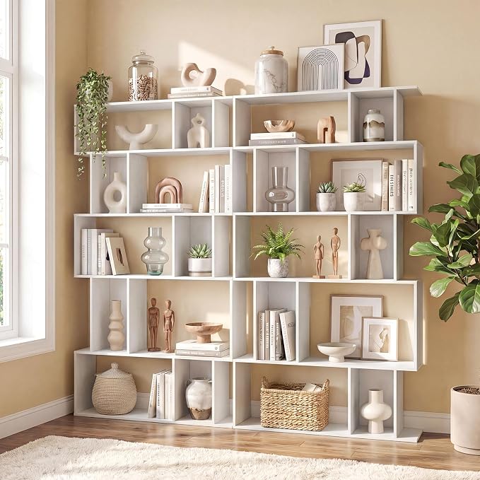 Giantex 5-Tier Bookshelves Set of 2, 10-Cube Geometric Bookcase - Image 2