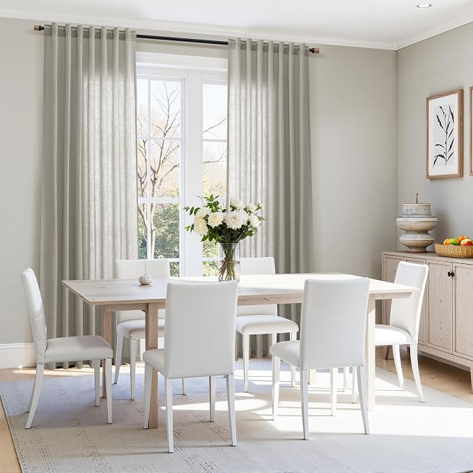 Nanspring Silver Grey Linen Curtains 90 Inch 2 Panels - Image 6
