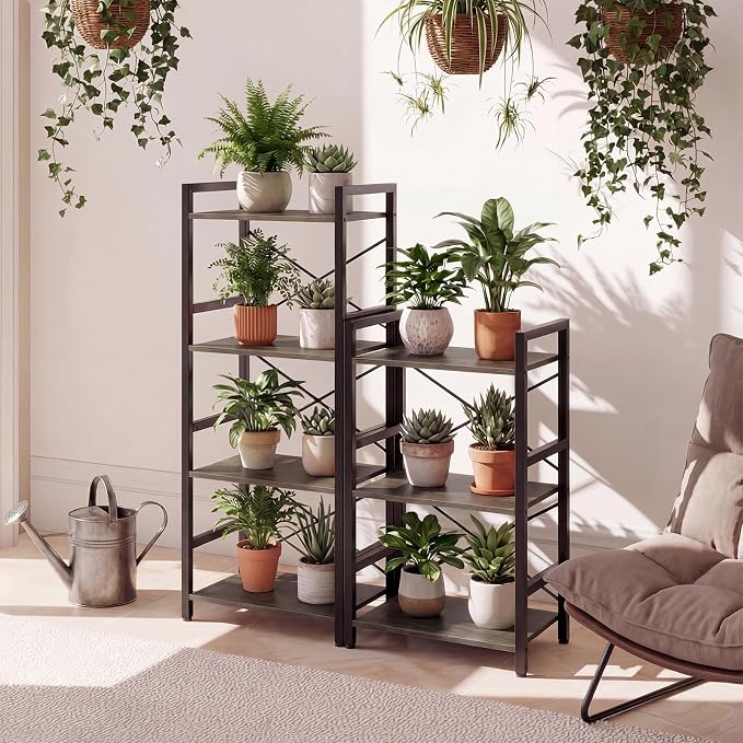 Tangkula 3-Tier Industrial Bookshelf, 16.5" Width Wooden Open Bookcase - Image 4