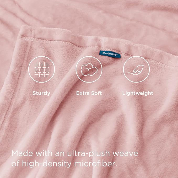 Bedsure GentleSoft Fleece Bed Blankets Full Size Pink - Image 4