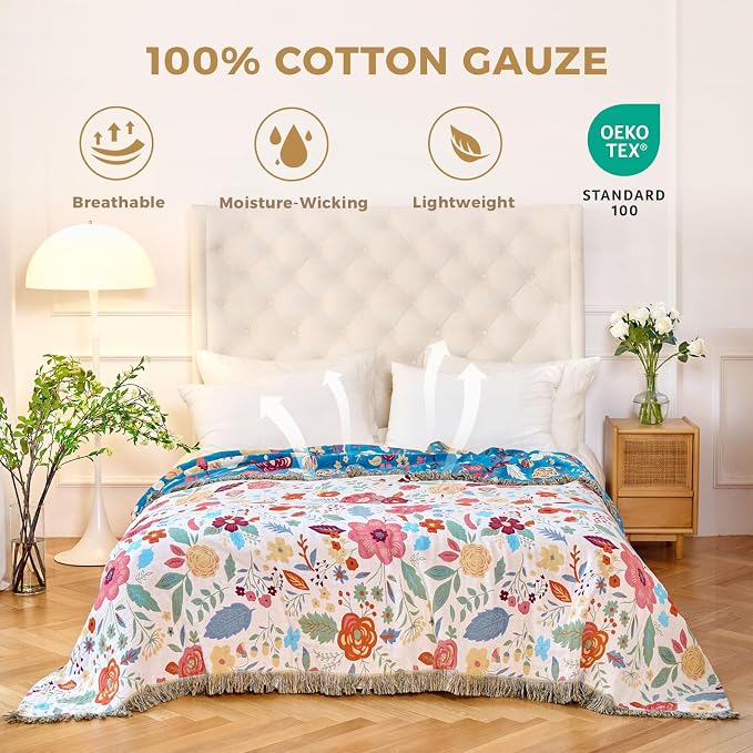 LUTBM Boho Throw Blanket for Couch Sofa Chair Cotton Summer Blankets for - Image 2