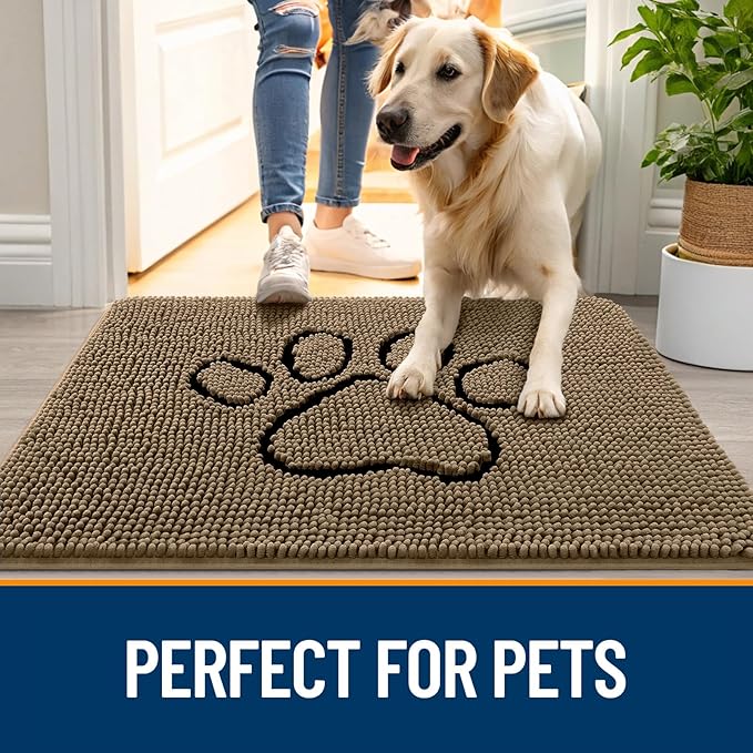 OLANLY Dog Door Mat for Muddy Paws 36x24, Paw Print Design, Absorbs Moisture - Image 6