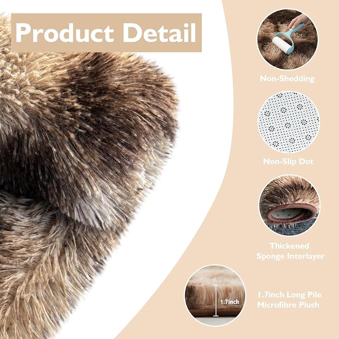 6x9 Fluffy Area Rug for Living Room, Shag Area Rugs for Bedroom, Soft Fuzzy Rug - Image 3