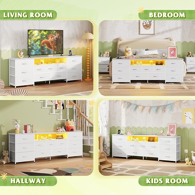 WLIVE 75.5" TV Stand for 65, 85 Inch TV, Dresser for Bedroom - Image 4