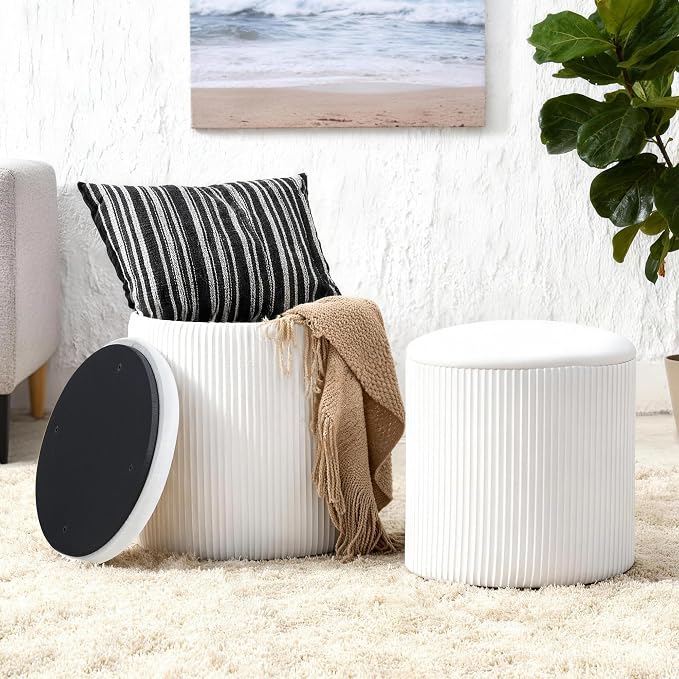 White Vanity Stool Set of 2 - Image 5