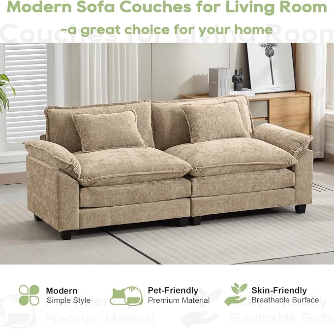 Oprisen 86" Modular Sectional Sofa, Comfy Cloud Couch Sectional Sofa, Chenille - Image 7