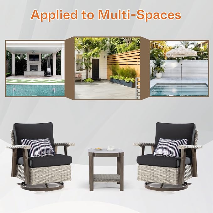 Joyside Outdoor 360 Degree Swivel Rocker Patio Chairs Sets of 2 and Matching - Image 5