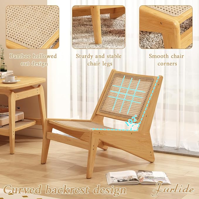 Furlide Rattan Chair 2Pcs, Mid Century Modern Accent Chair, Leisurely Reading - Image 8