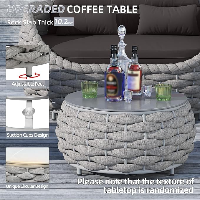 TWT Aluminum Outdoor Patio Furniture Set, 4 Textilene Armchairs Modern Outdoor - Image 2