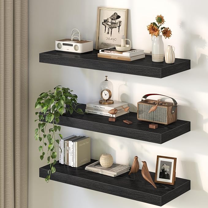 Black Floating Shelves 48Inch Long, 12 Inch Deep Floating Shelves - Image 8