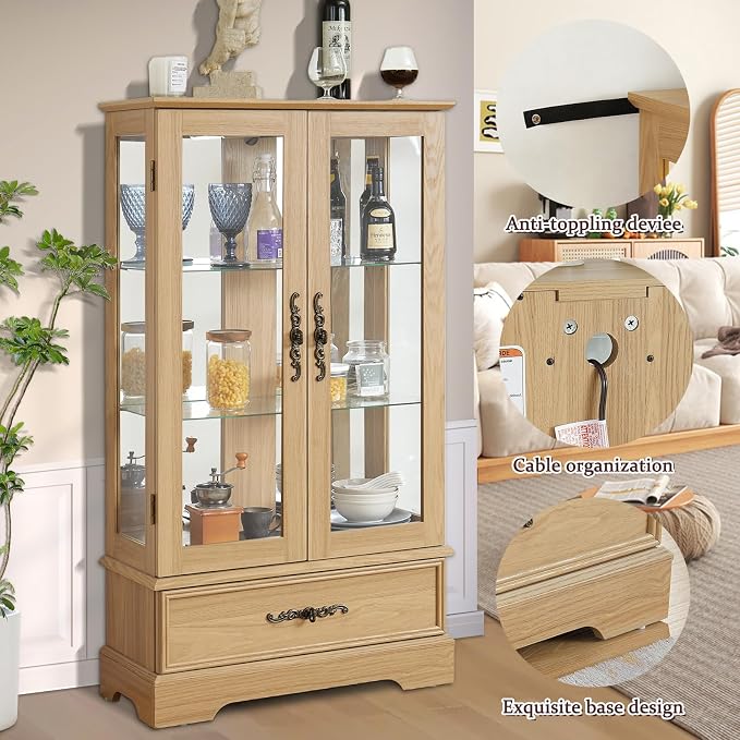 Lighted Glass Curio Display Cabinet - Image 4