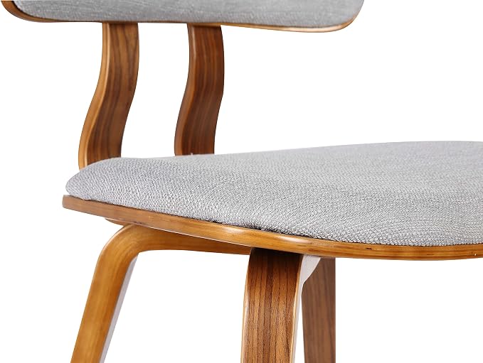 Armen Living Jaguar Mid-Century Dining Chair in Walnut Wood and Gray Fabric - Image 8