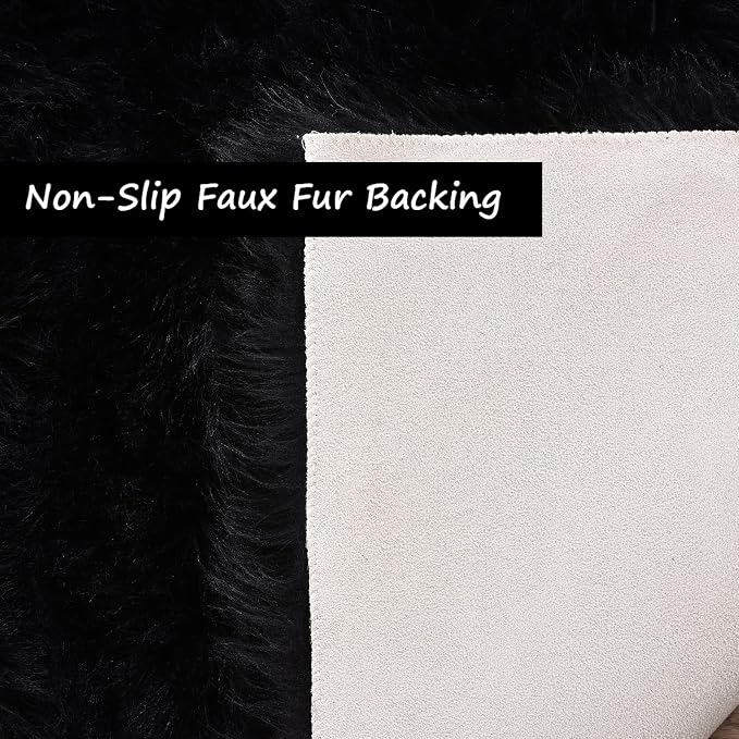 Goolela Black Fluffy Runner Rug 2x6 - Image 4