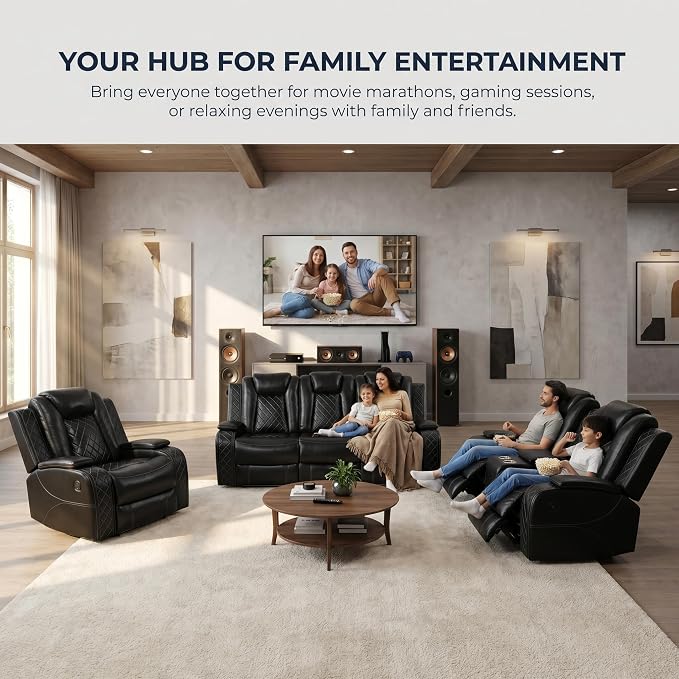 3-Piece Leather Power Recliner Sofa Set - Image 6
