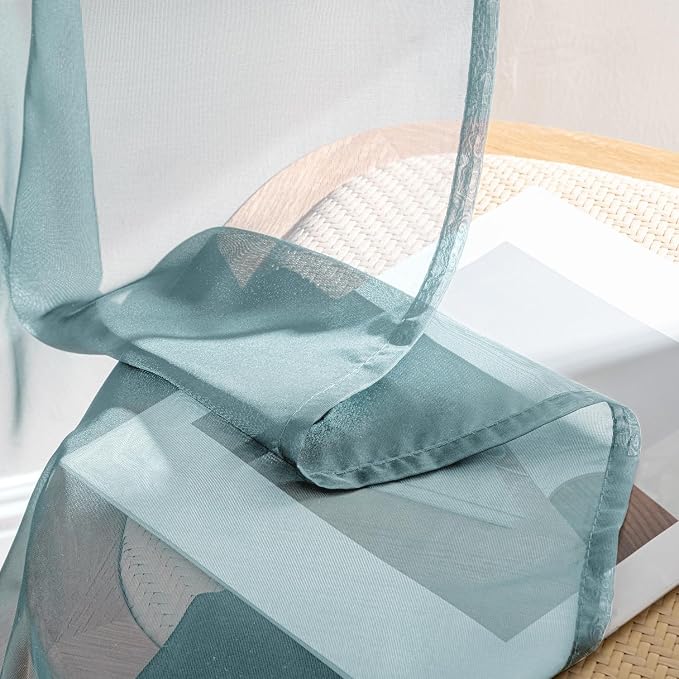MIULEE Dusty Blue Sheer Curtains 108 Inches Long, 4 Panels Set, Light Filtering - Image 7