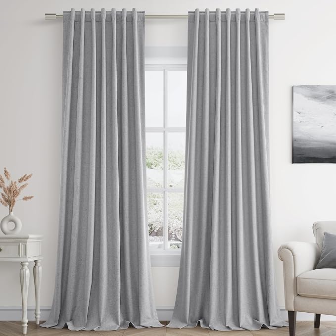 Guken Grey 100% Blackout Curtains 96 Inch Length 2 Panels Set - Image 9