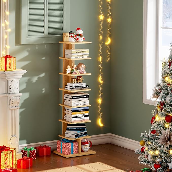 TUTOTAK Narrow Bookshelf, 8-Tier Bookcase, Spine Book Shelf - Image 7