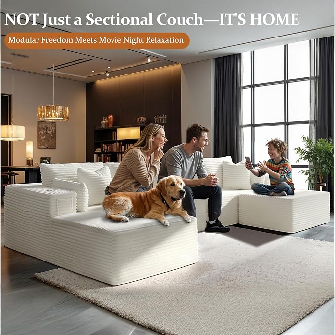 138" Cloud Sectional Couch, Comfort U Shaped Boneless Couch - Image 4