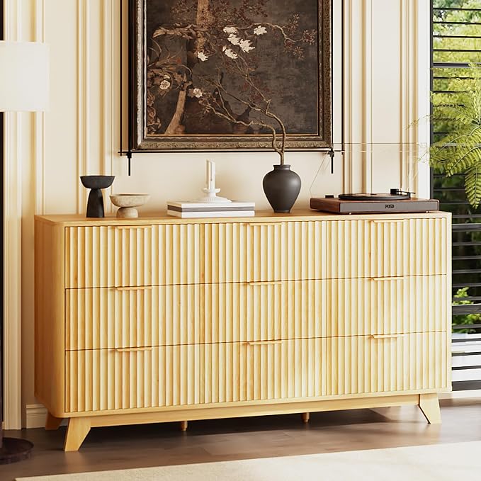 VINGLI Fluted 9 Drawer Dresser for Bedroom, Wood Dresser - Image 9
