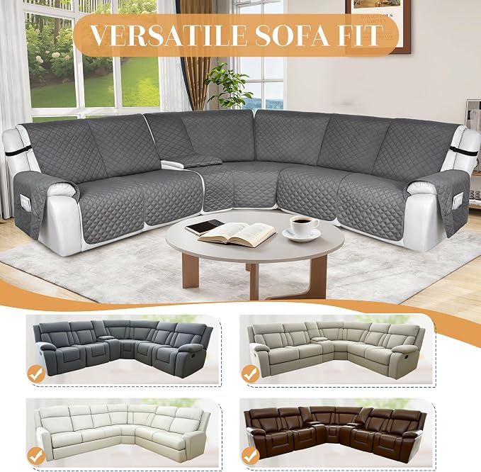 HDCAXKJ 100% Waterproof Reclining Sectional Couch Covers L Shape Recliner Sofa - Image 6