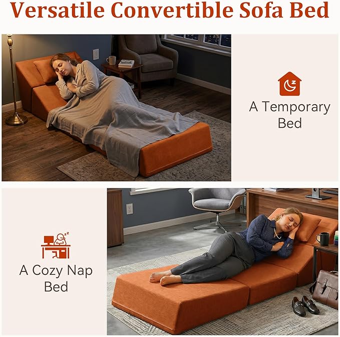 Fold Out Chair Bed, Folding Sofa Bed, 3 in 1 Convertible Sleeper Chair Bed - Image 5