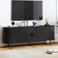 63" TV Stand with Power Outlet, Modern Media Console with Sliding Doors by ComfyCorner