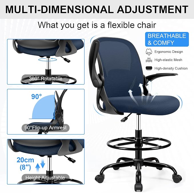 Drafting Chair Tall Office Chair - Image 5