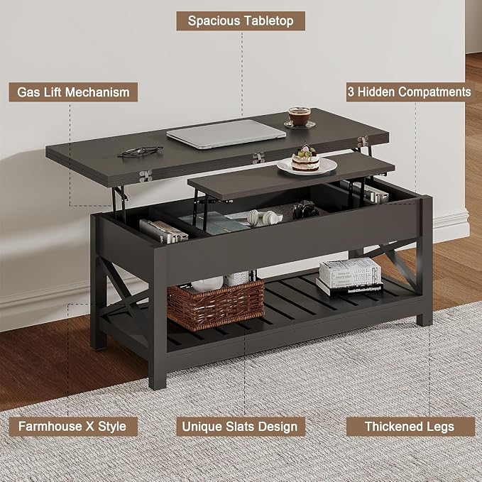 ChooChoo Coffee Table Lift Top, Converts to Dining Table - Image 6
