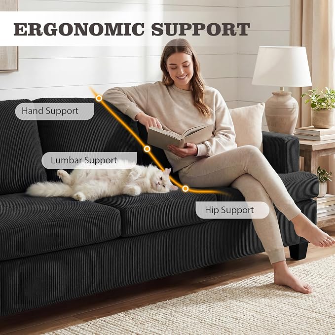 Apicizon 89" Modern Sofa Couch Set, Corduroy Couch 2 Piece Sofa Set - Image 7